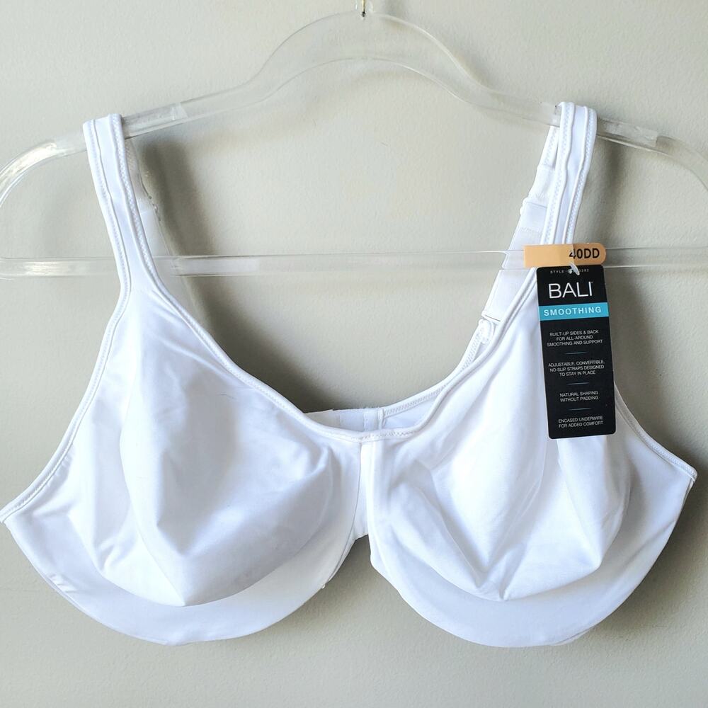 Bali Smoothing Comfort Underwire T Shirt Bra 40DD White Convertible Stretch - Picture 2 of 8